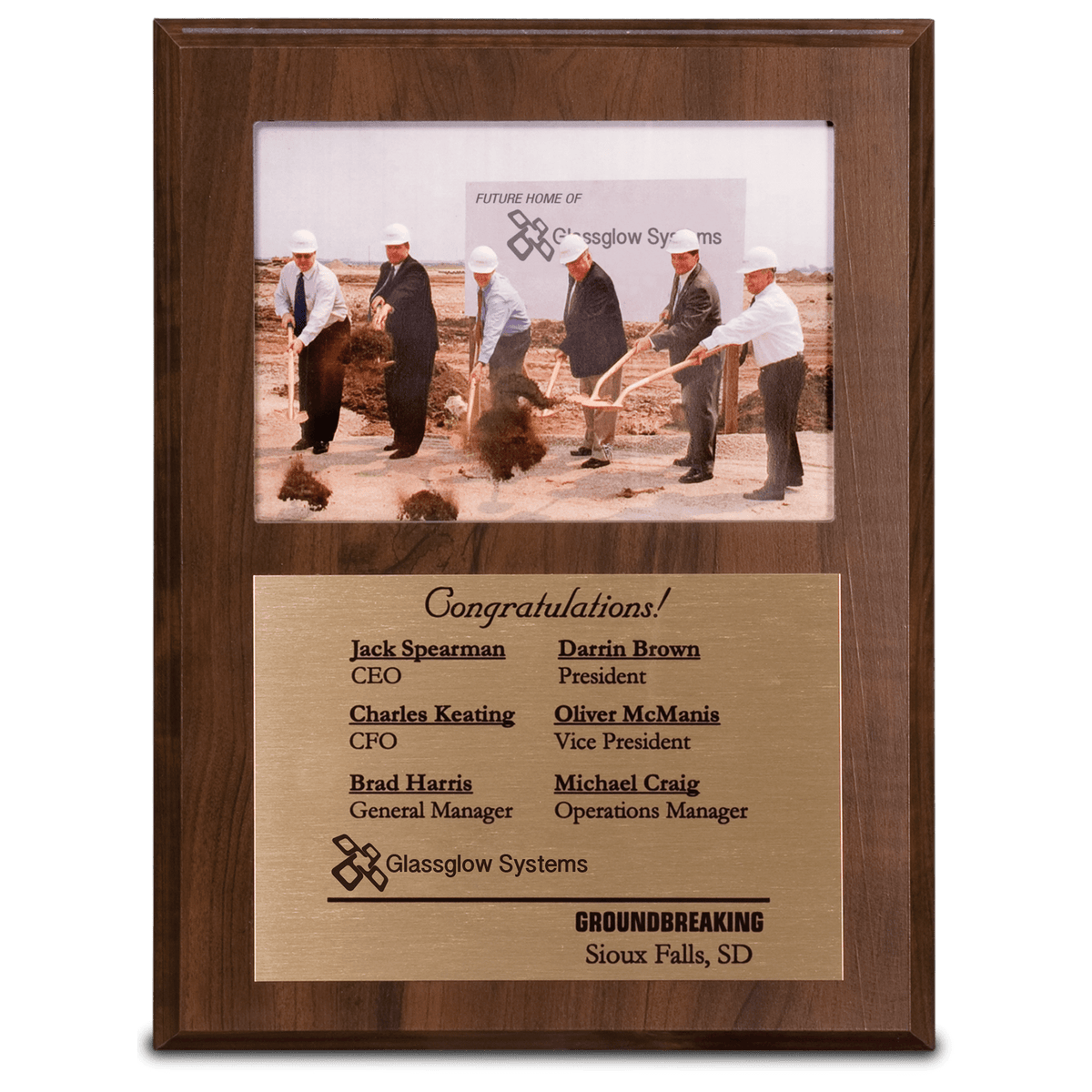 8" x 10" Cherry Finish Plaque with 4" x 6" Slide-In Photo Frame