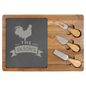 13 3/4" x 9 3/4" Acacia Wood/Slate Rectangle Cheese Set with Three Tools