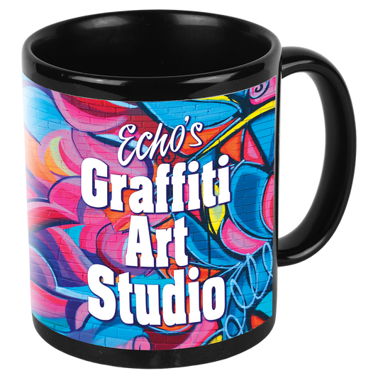 Black/White 11 oz. Ceramic Banner Mug