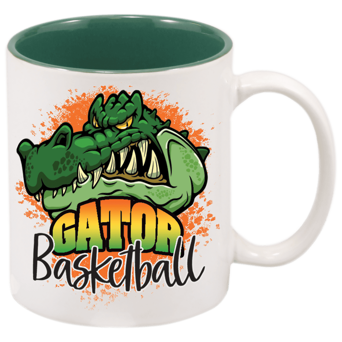 White/Green 11 oz. Ceramic Mug