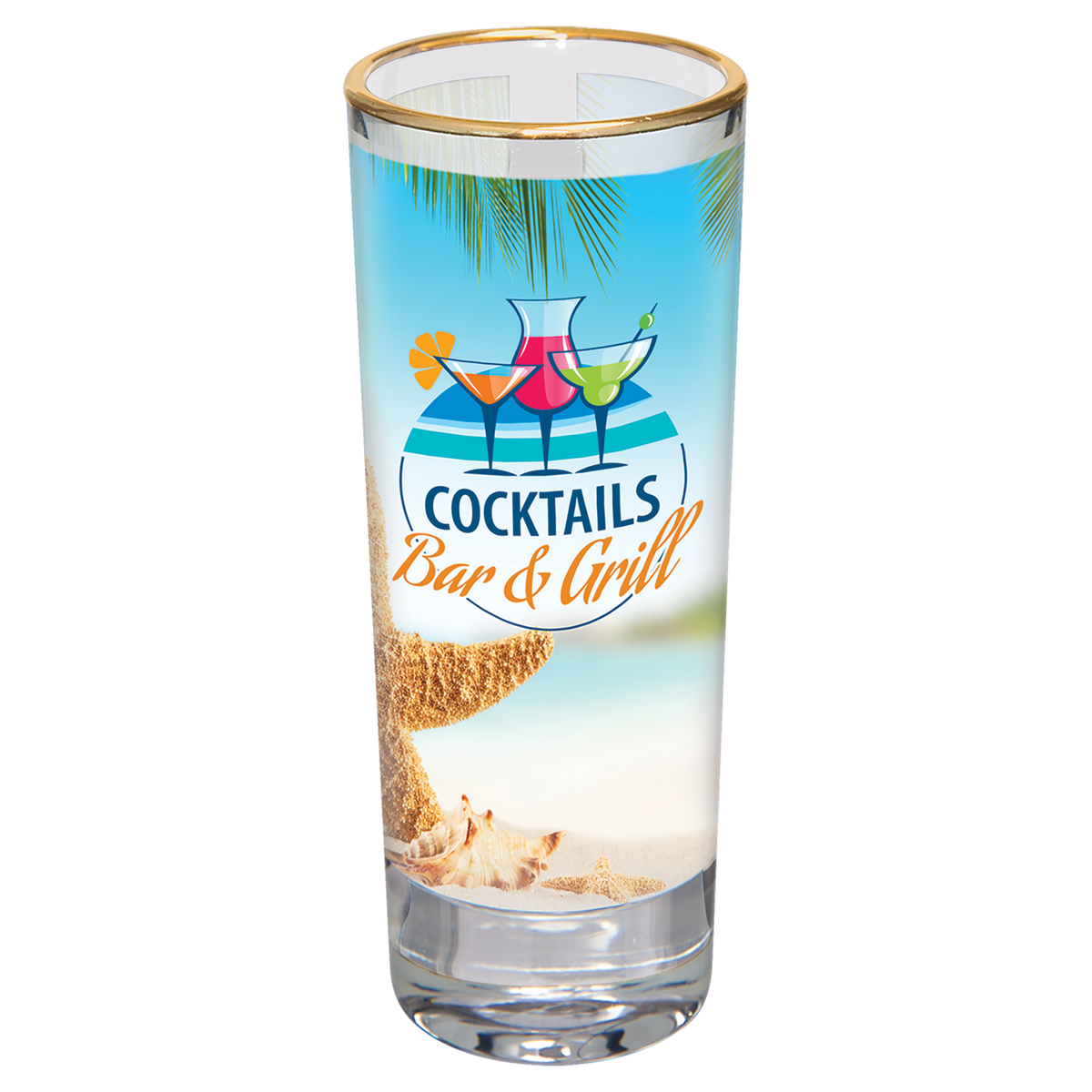 2 1/2" Glass Shooter with Gold Rim