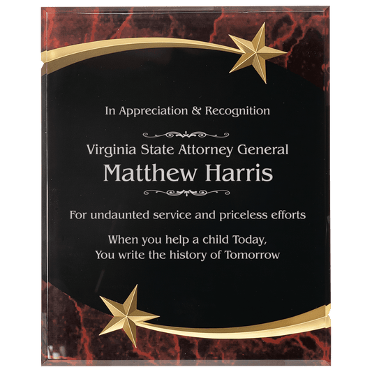 7" x 9" Red Marble Shooting Star Acrylic Plaque