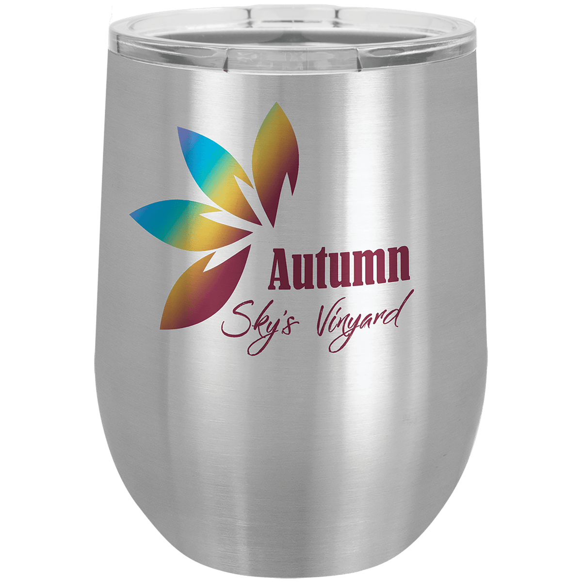 Stainless Steel Full Color Polar Camel 12 zo. Stemless Wine Tumbler w/Clear Lid