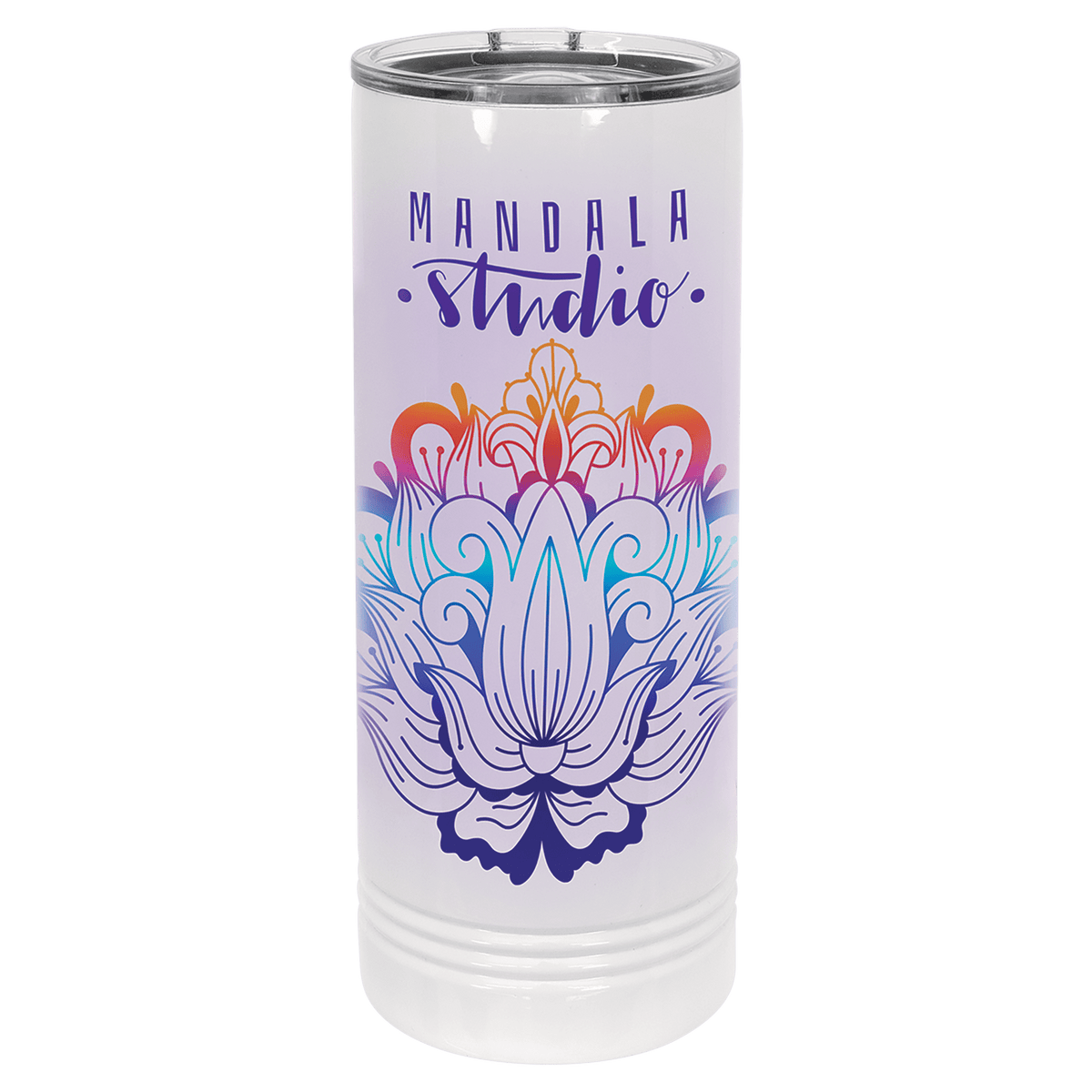 Full Color 22 oz. Polar Camel Skinny Tumbler with Slider Lid-White