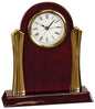 Rosewood Piano Finish Arch Desk Clock with Gold Columns