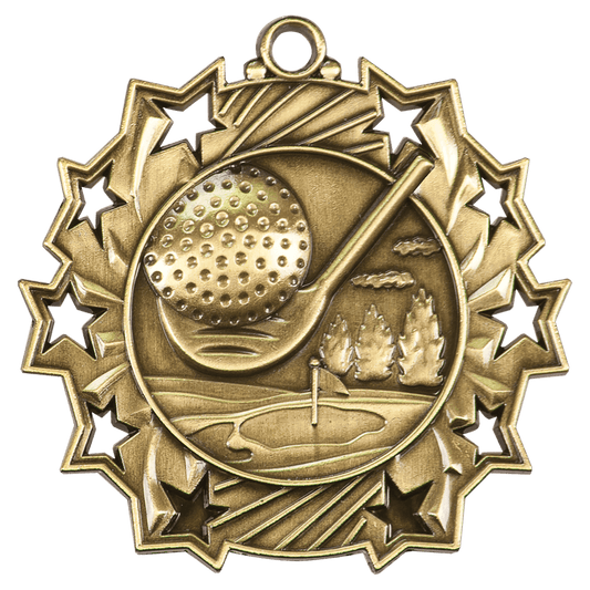 Golf Ten Star Medal-Gold