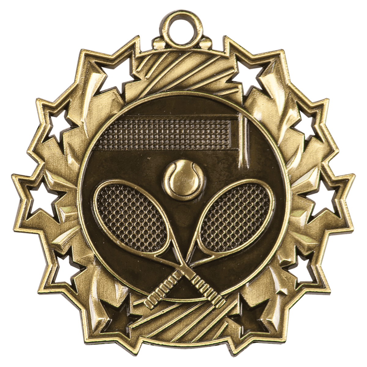 Tennis Ten Star Relief Medal-Gold