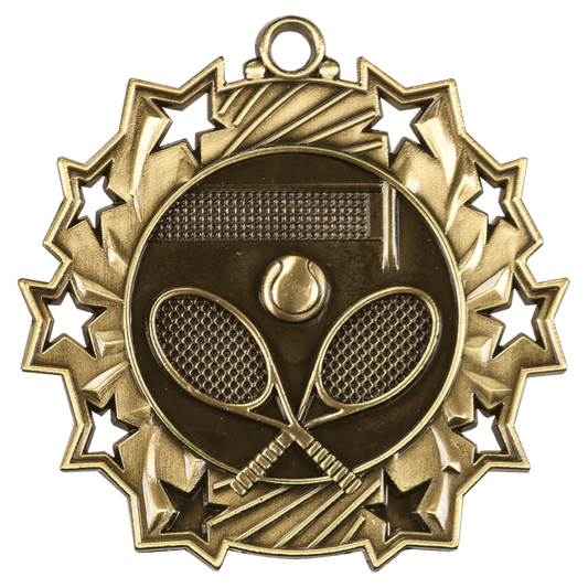 Tennis Ten Star Relief Medal-Gold